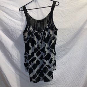 black and white blouse with adjustable straps